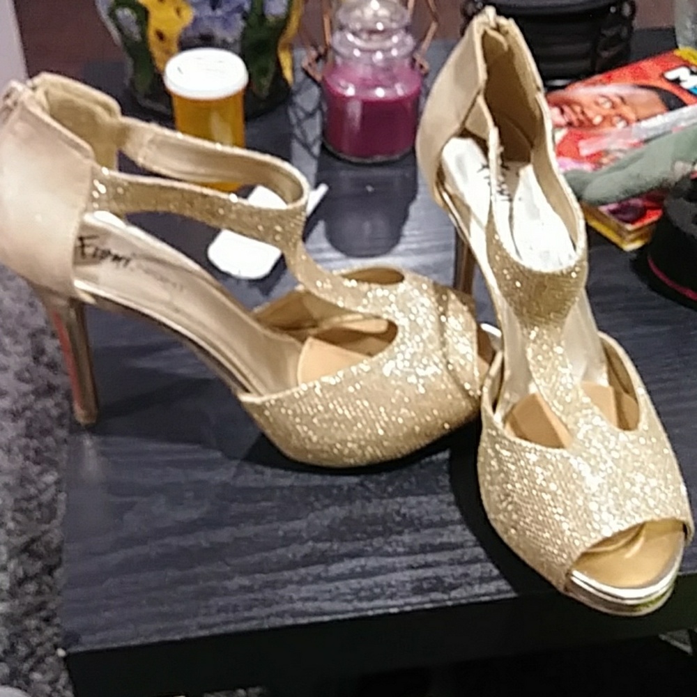 Fioni Night glitter gold heels